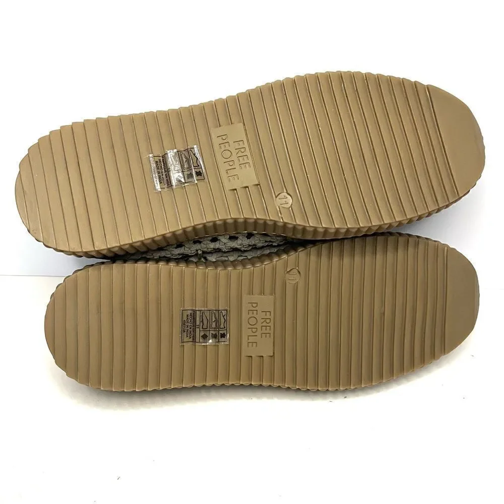Free People Wimberley Woven Soft Suede Sneaker‎ Moonrock 11 NIB